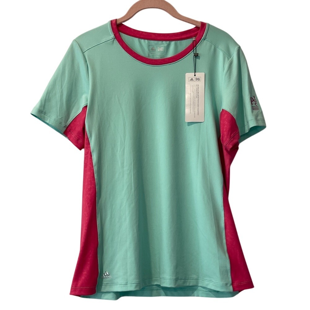 Adidas Golf Women's Mint and Fuchsia Short Sleeve Tee‎ Large